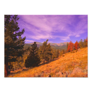 Atembernende Bergszene - Rottöne, Blautöne, Grünsc Fotodruck