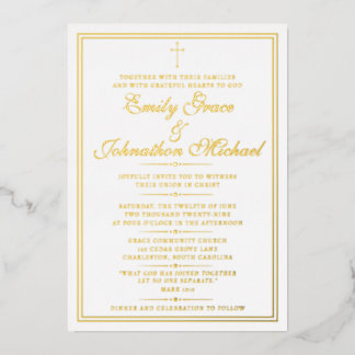 Atemberregende Goldfolie Christliche Minimalistisc Folieneinladung