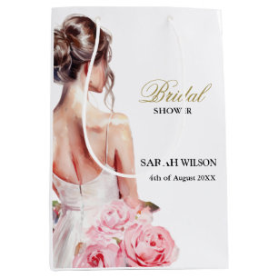 Atemberregnende Hochzeitskleid-Brautparty mit klei Mittlere Geschenktüte