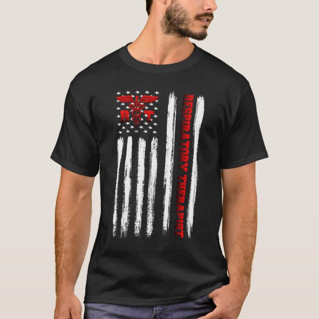 Atemtherapeut Gift American Flag T-Shirt (Vorderseite)