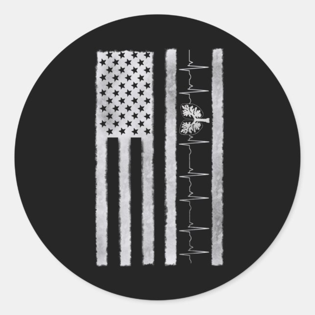 Atemtherapeut Lung Heartbeat American Flag Runder Aufkleber (Vorderseite)