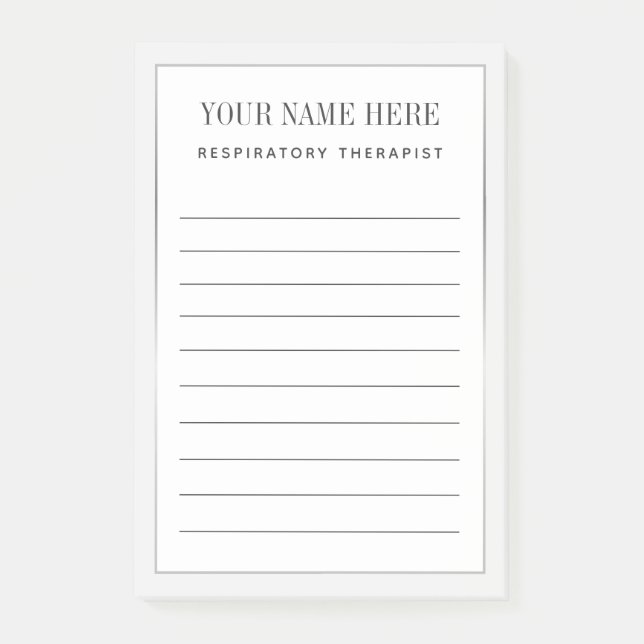 Atemtherapeut Silver Border Post-it Notes Klebezettel (Vorderseite)