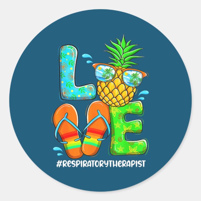 Atemtherapeutische Liebe Ananas Runder Aufkleber (Vorderseite)
