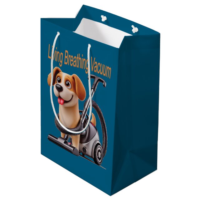 Atemvakuum Hund Mittlere Geschenktüte (Rückseite Schrägansicht)