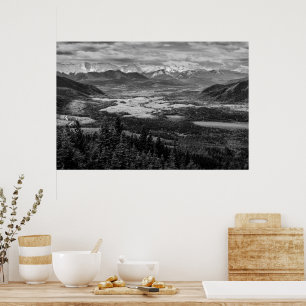 Athabasca Lookout, monochrome Landschaftsfotografi Poster