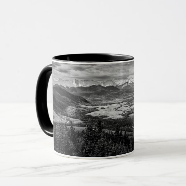 Athabasca Lookout, monochrome Landschaftsfotografi Tasse (Vorderseite Links)