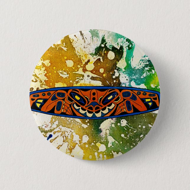 Athabascan Totem von Michael Moffa Button (Vorderseite)