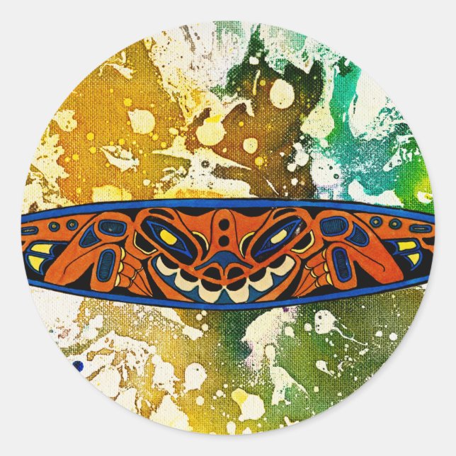 Athabascan Totem von Michael Moffa Runder Aufkleber (Vorderseite)