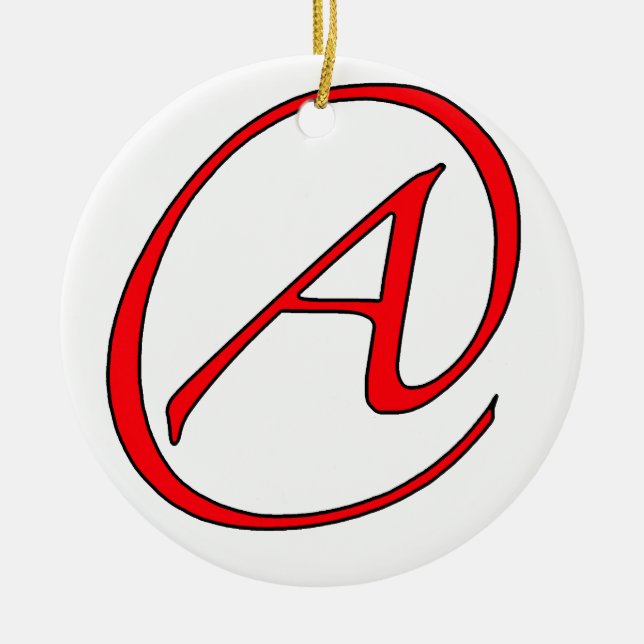 Atheist ein Rot auf weißer Verzierung Keramikornament (Vorne)