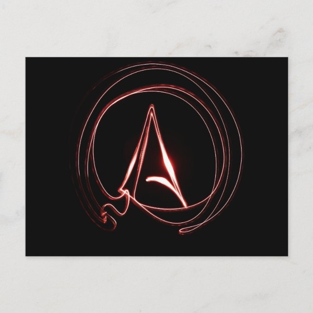 Atheist in Rot Postkarte (Vorderseite)