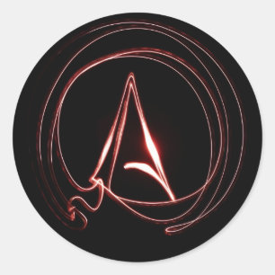 Atheist in Rot Runder Aufkleber
