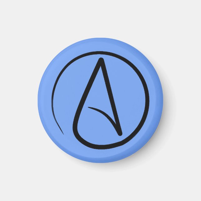 Atheist-Symbol: schwarz auf hellblau Magnet (Vorne)