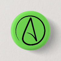 Atheist-Symbol: schwarz auf Limettengrün