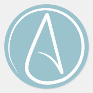 Atheist-Symbol: weiß auf blau-grau Runder Aufkleber