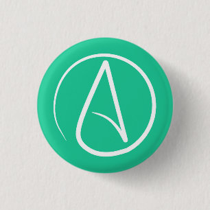 Atheist-Symbol: weiß auf Minzgrün Button