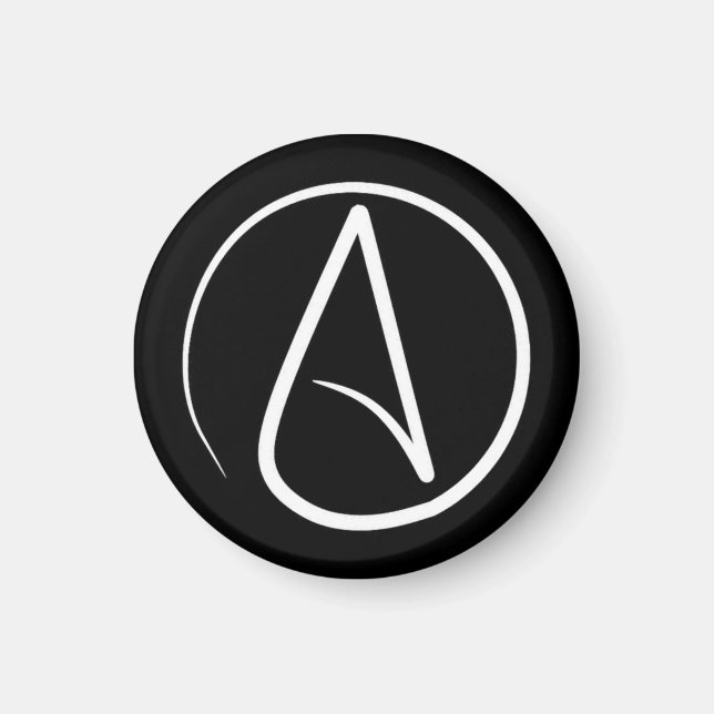Atheist-Symbol: weiß auf schwarz Magnet (Vorne)