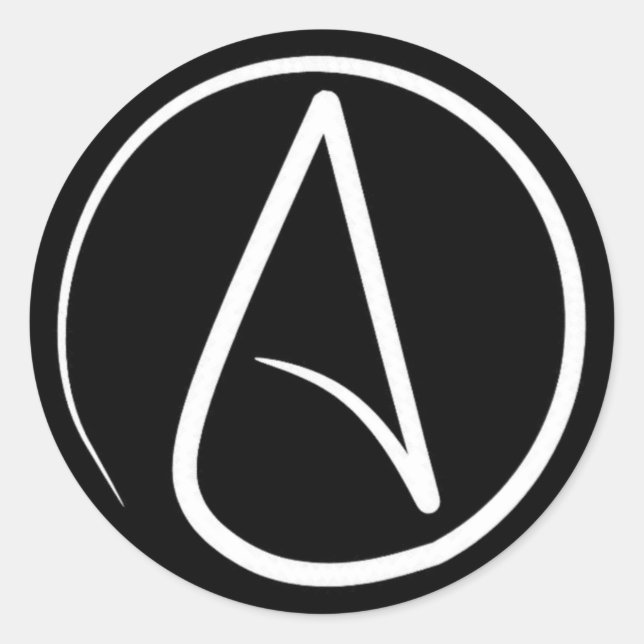 Atheist-Symbol: weiß auf schwarz Runder Aufkleber (Vorderseite)