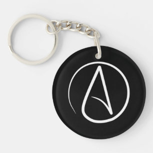 Atheist-Symbol: weiß auf schwarz Schlüsselanhänger