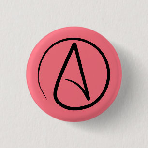 Atheistensymbol: schwarz auf Korallen Button