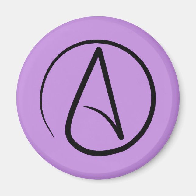 Atheistensymbol: schwarz auf lila magnet (Vorne)