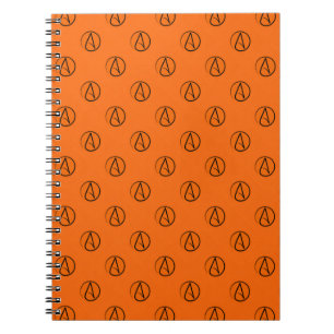 Atheistensymbol: schwarz auf Orange Notizblock