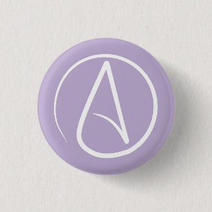 Atheistensymbol: weiß auf Lavendel Button