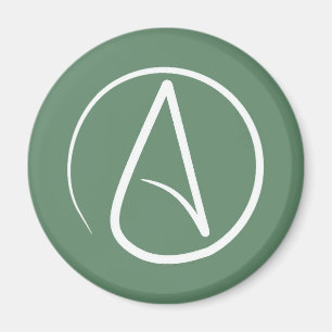 Atheistensymbol: weiß auf Salbei grün Magnet