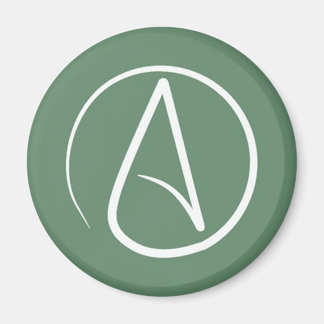 Atheistensymbol: weiß auf Salbei grün Magnet (Vorne)