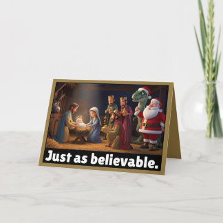 Atheistischer Dinosaurier und Santa Weihnachten Karte