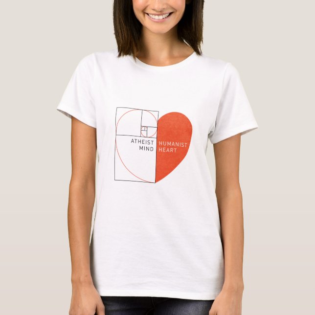 Atheistischer Verstand, Humanist-Herz T-Shirt (Vorderseite)