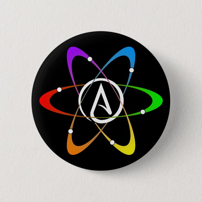 Atheistisches Atom-Symbol Button (Vorderseite)