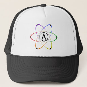 Atheistisches Atom-Symbol Regenbogen Schwarz Truckerkappe