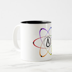 Atheistisches Atom Symbol Regenbogen Schwarz Zweifarbige Tasse