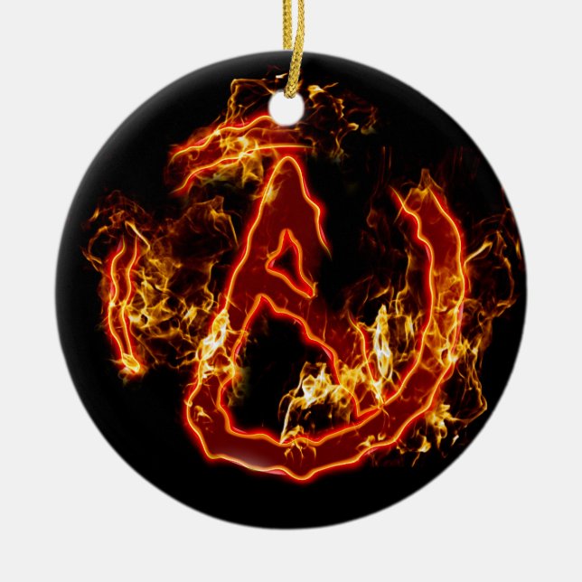 Atheistisches Feuer-Symbol Keramik Ornament (Vorne)