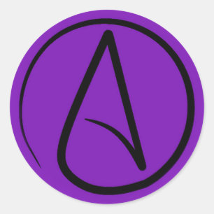 Atheistisches Symbol: lila Runder Aufkleber