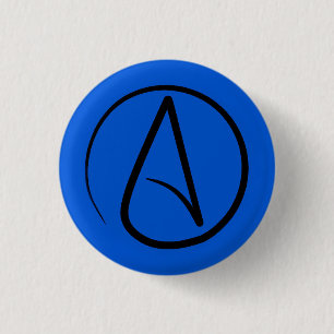 Atheistisches Symbol: schwarz auf königsblau Button