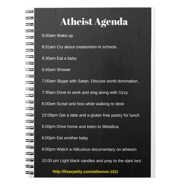 Atheistisches Tagesordnungs-Notizbuch Notizblock (Vorderseite)