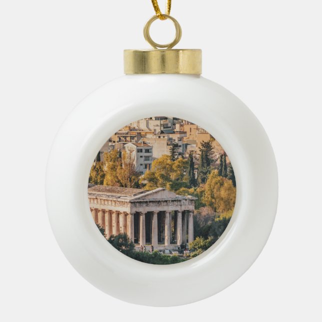 Athen Aerial View Landscape Foto Keramik Kugel-Ornament (Vorderseite)