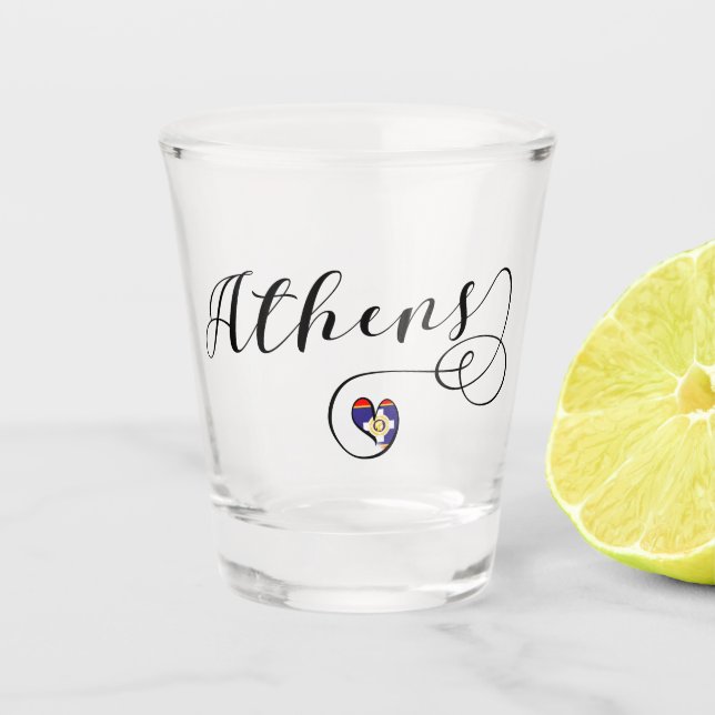 Athen-Flagge im Herzen, Griechenland Schnapsglas (Vorderseite)