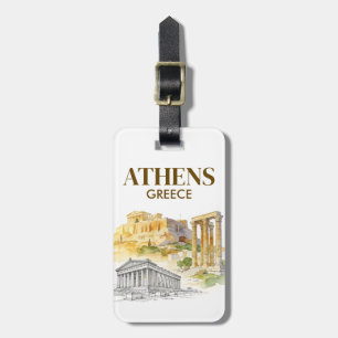 Athen Griechenland Akropolis Aquarell-Skizze indiv Gepäckanhänger