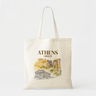 Athen Griechenland Akropolis Aquarell-Skizze indiv Tragetasche