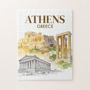 Athen Griechenland Akropolis Aquarell-Skizze Reise