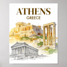 Athen Griechenland Akropolis Aquarell-Skizze Reise