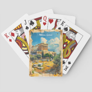 Athen Griechenland Akropolis Malerei Spielkarten