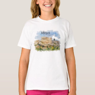 Athen Griechenland Akropolis Parthenon Aquarell T-Shirt