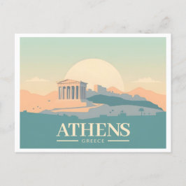 Athen Griechenland Akropolis Pastel Travel Postkarte