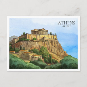 Athen Griechenland Aquarell Postkarte   Historisch