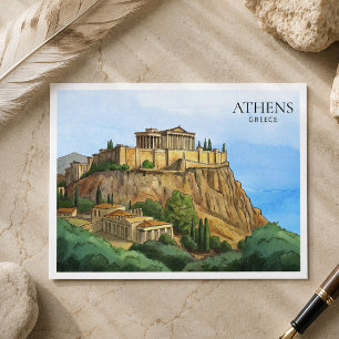 Athen Griechenland Aquarell Postkarte   Historisch