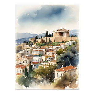 Athen Griechenland Aquarellkunst Fotodruck