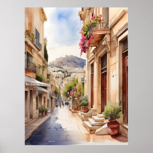 Athen Griechenland Aquarellkunst Poster